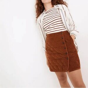 NWOT Madewell Quilted Corduroy Mini Skirt Brown 00
